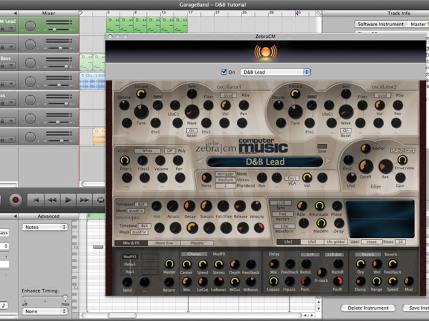 GarageBand can run your third-party effects and instruments.