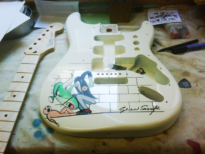 The Wall Stratocaster finished by Gerald Scarfe